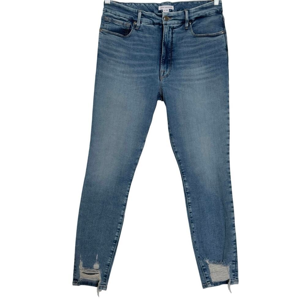 Good American Blue Straight Leg Jeans